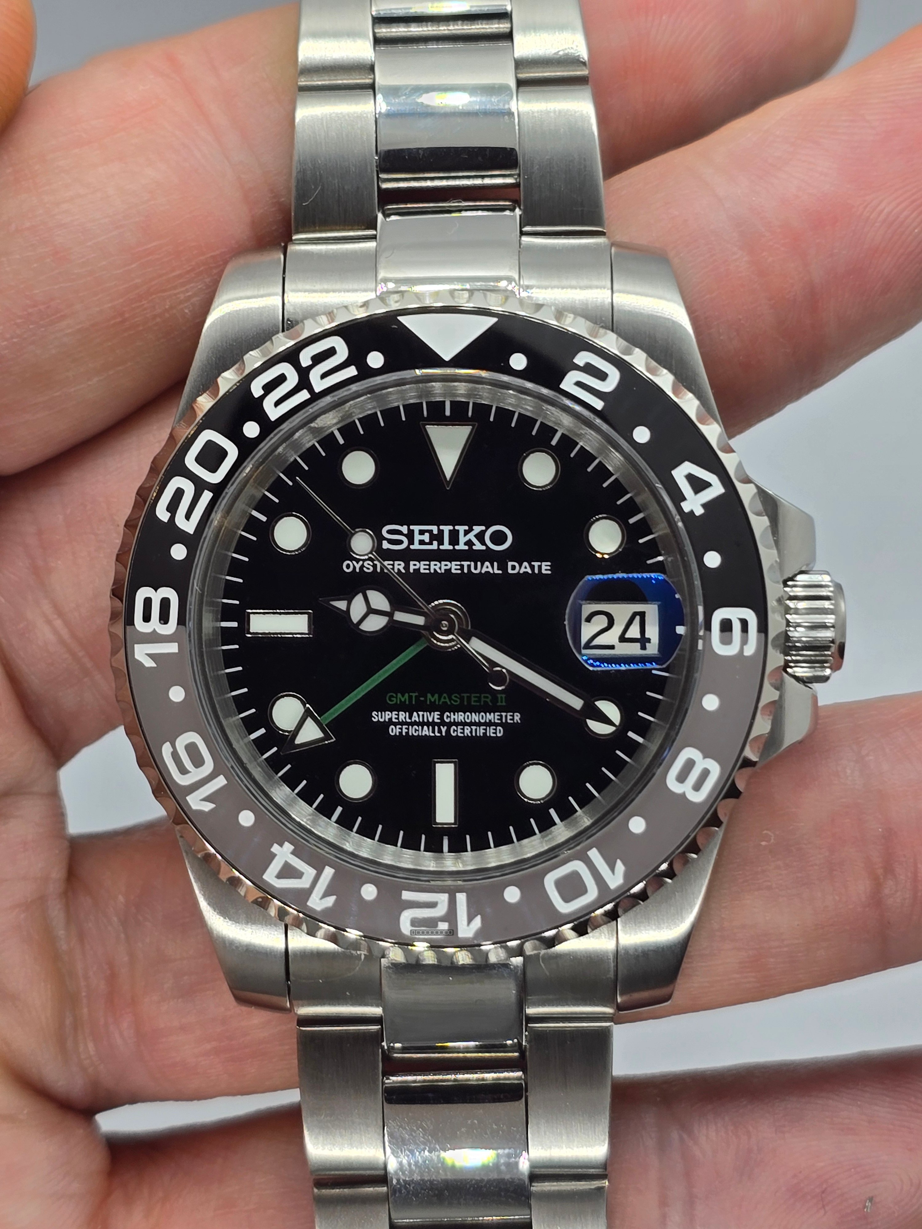 Orologio Mod Gmt Bruce Wayne Nh34 automatico 40mm vetro zaffiro cinturino Oyster