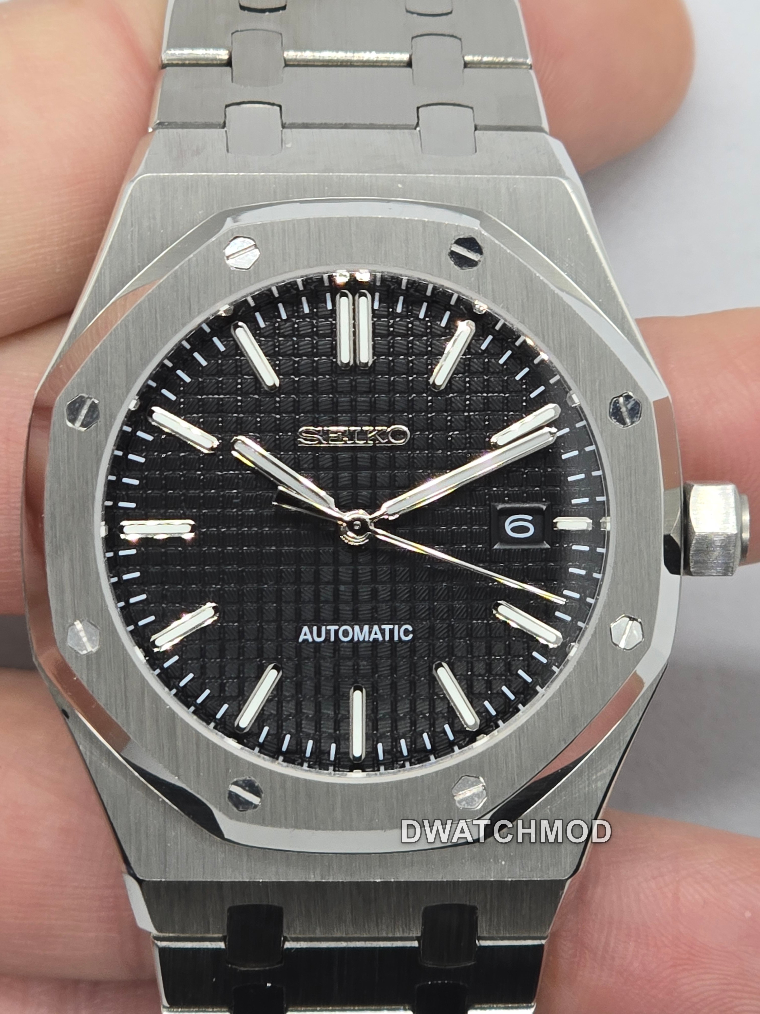 Orologio Mod Royal Oak nero Nh35 automatico vetro zaffiro
