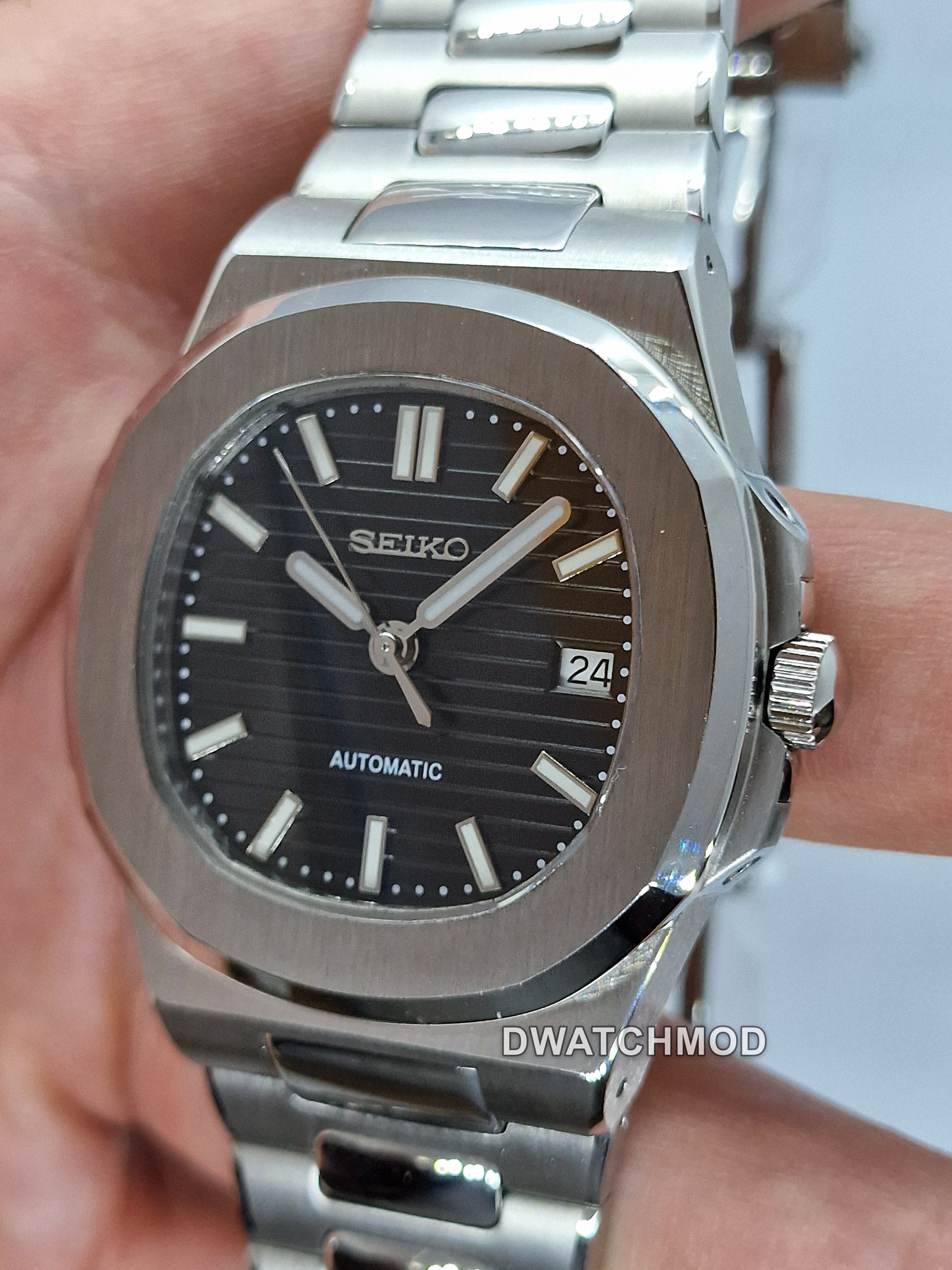 Orologio Mod Nautilus nero Nh35 automatico 40 mm vetro zaffiro