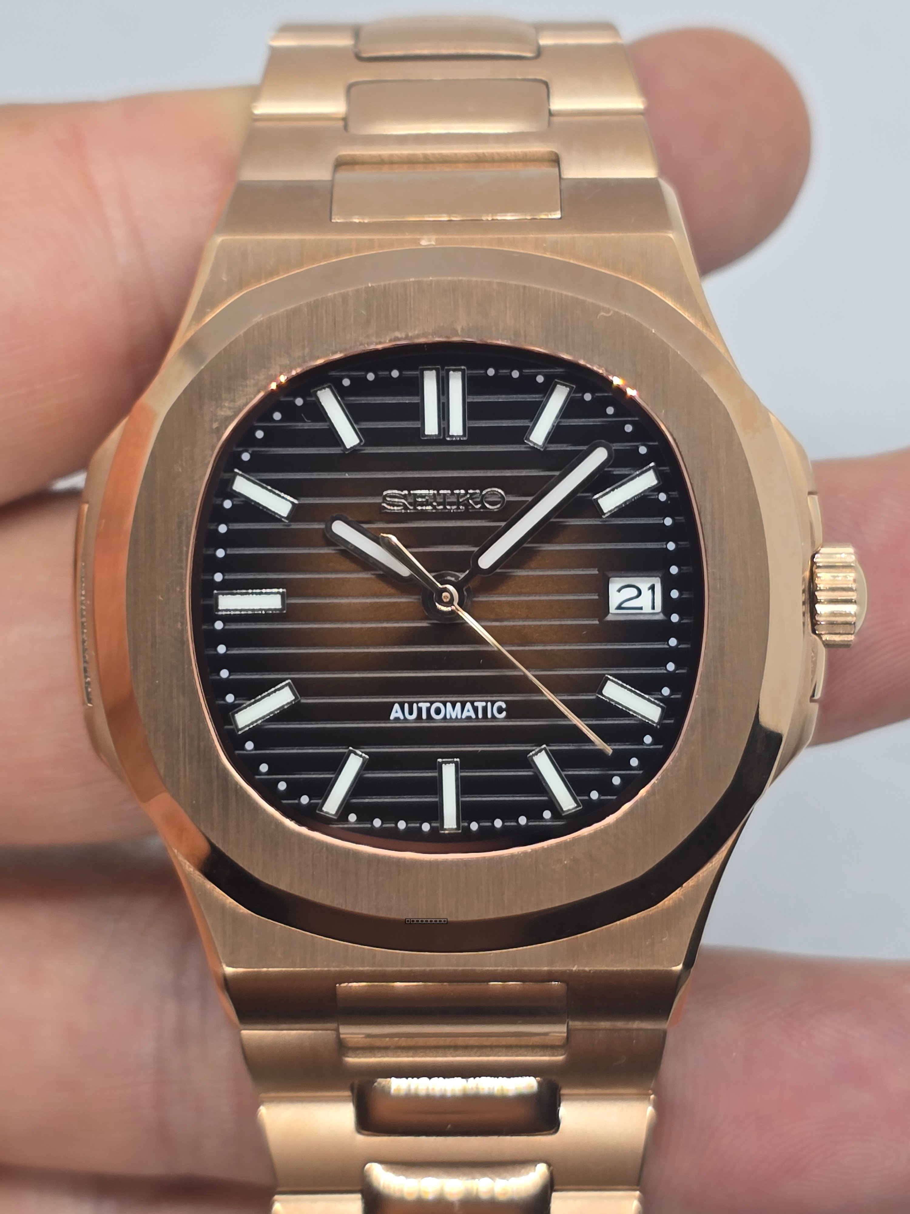 Orologio Mod Nautilus oro rosa Nh35 automatico 40mm vetro zaffiro