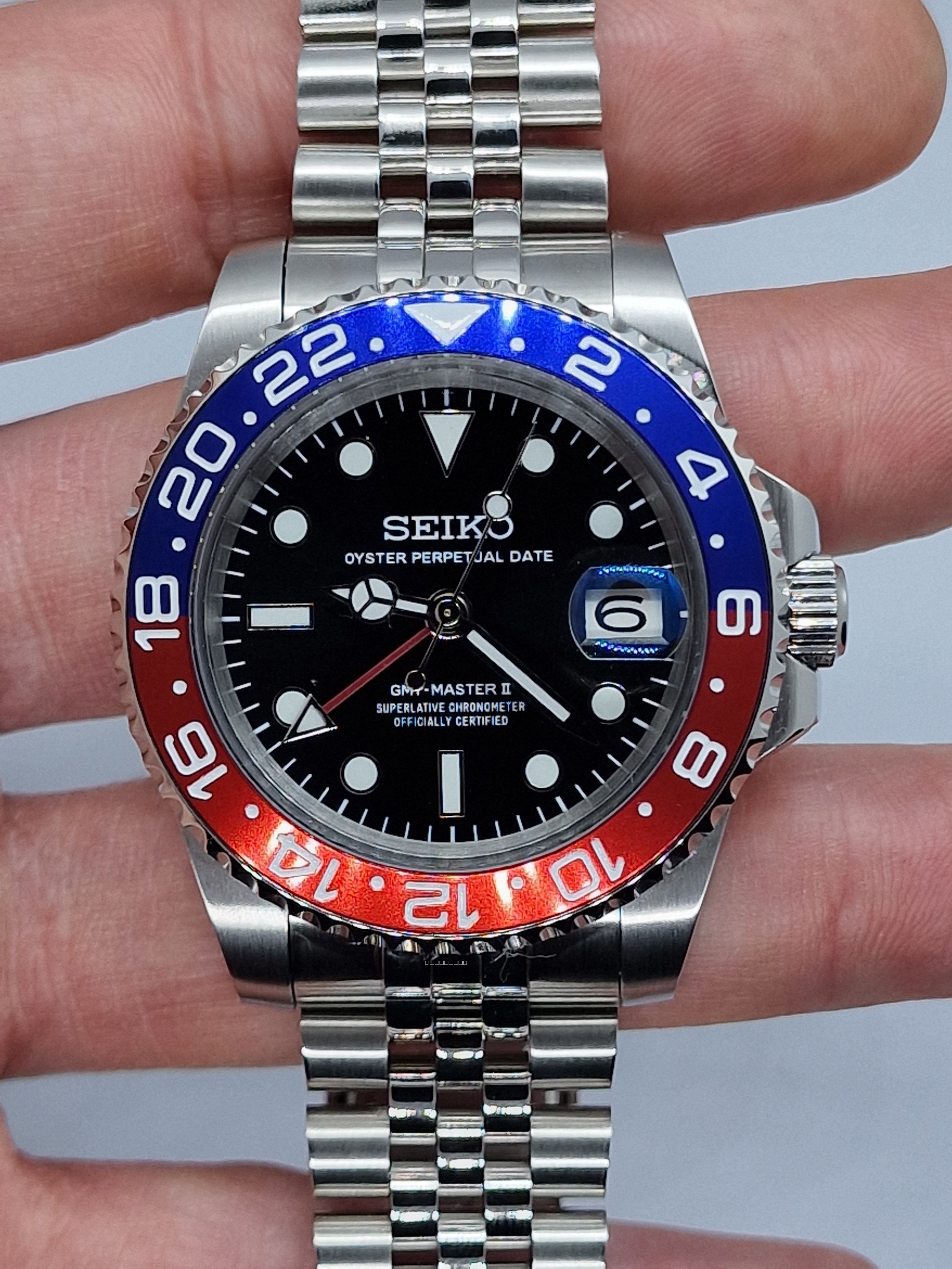 Orologio Mod Gmt Pepsi Nh34 automatico 40mm vetro zaffiro