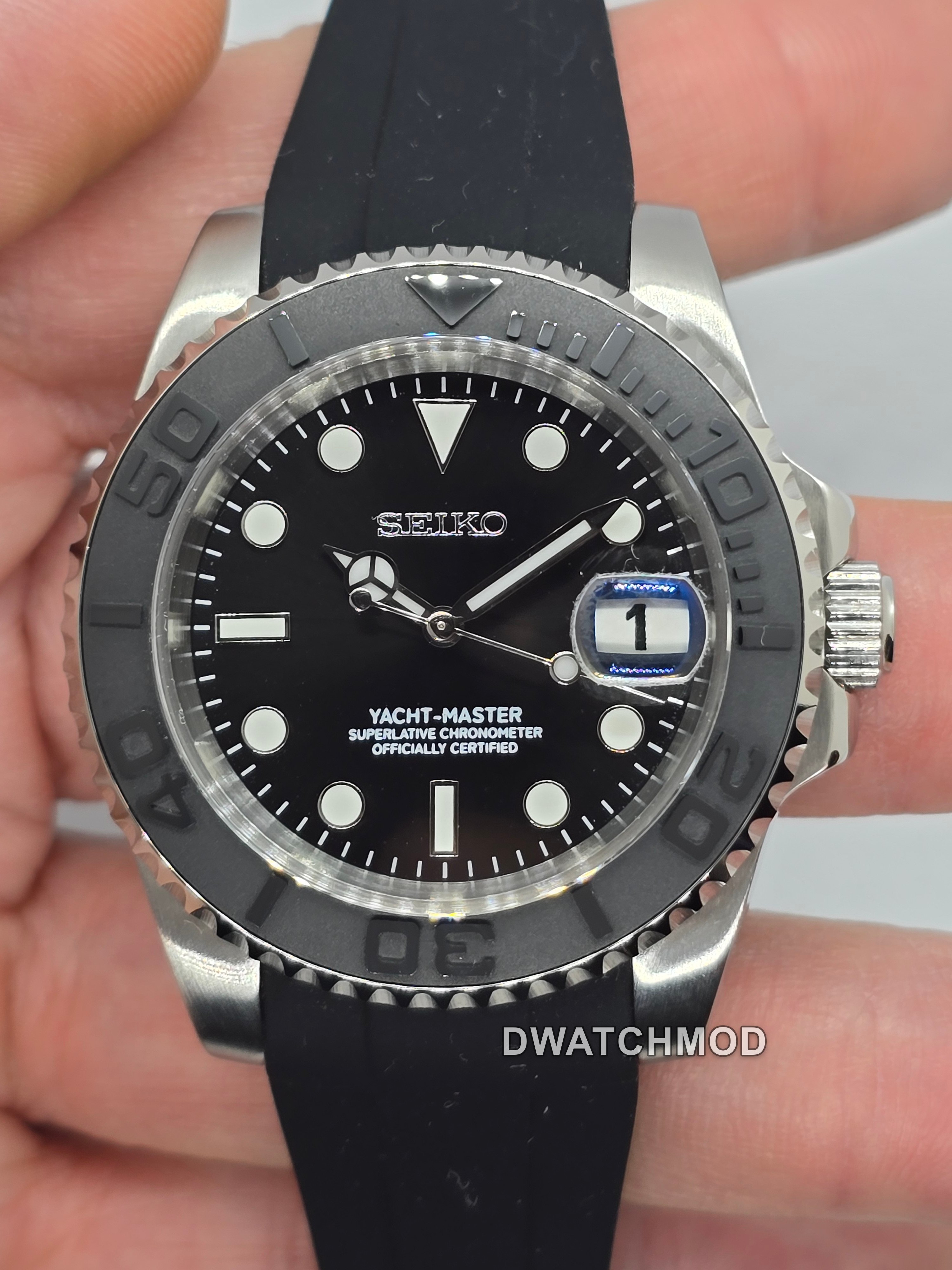 Orologio Mod Yachtmaster nero Nh35 automatico 40mm vetro zaffiro